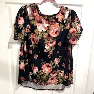 Cold shoulder floral blouse